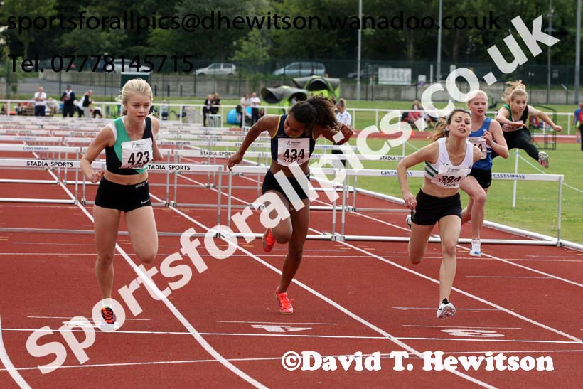 Womens under-17s 80 metres hurdles, Northern Under-13s, U-15s and 17s Championships. Photo: David T. Hewitson/Sports for All Pics